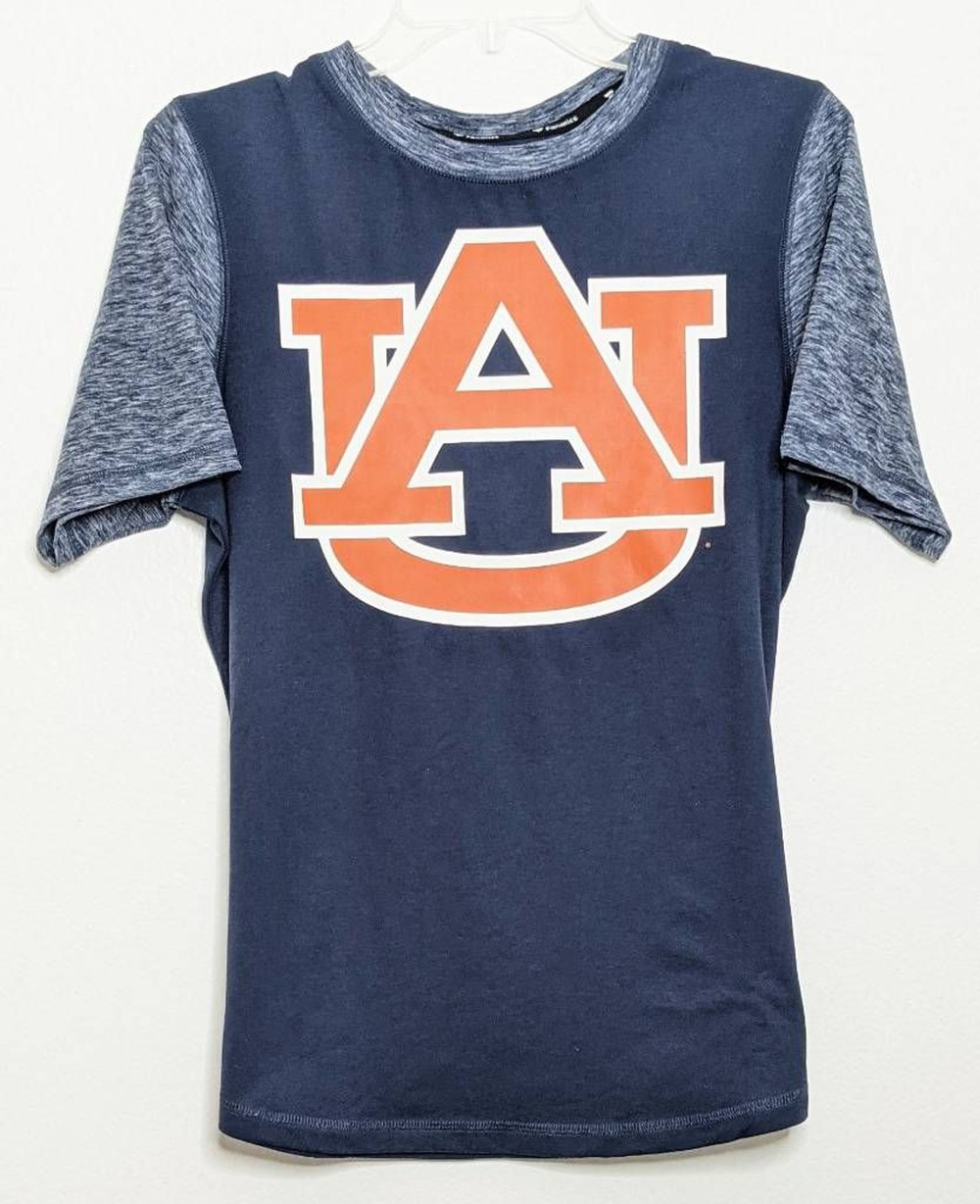 Auburn Tigers Fanatics Mens T-Shirt Blue Orange Space Dye Stretch Crew Neck M